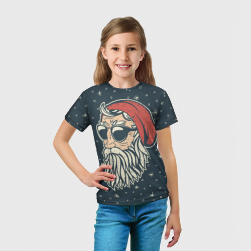 Детская футболка 3D с принтом Санта хипстер, вид сбоку #3