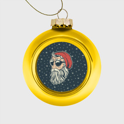 Стеклянный ёлочный шар Санта хипстер