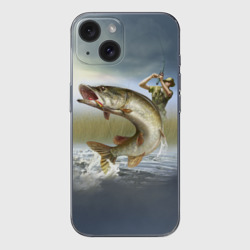 Чехол для iPhone 15 силиконовый с защитой камеры Щука