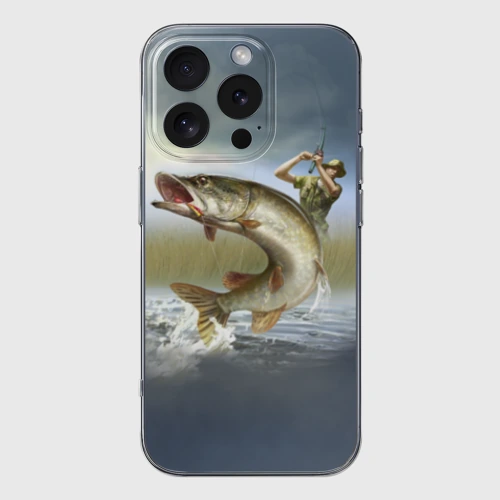 Чехол для iPhone 16 Pro Max силиконовый с защитой камеры Щука