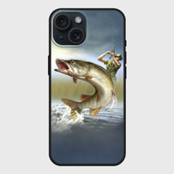 Чехол силиконовый для Apple iPhone 15 матовый Щука