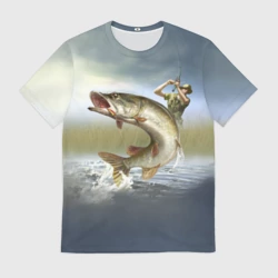 Мужская футболка 3D Щука