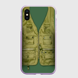 Чехол для iPhone XS Max матовый Жилетка рыбака зеленая
