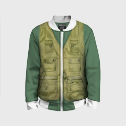 Детский бомбер 3D Жилетка рыбака зеленая