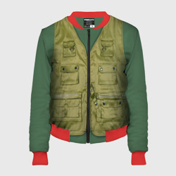 Женский бомбер 3D Жилетка рыбака зеленая