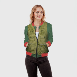Женский бомбер 3D Жилетка рыбака зеленая - фото 2