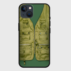 Чехол для iPhone 14 Жилетка рыбака зеленая
