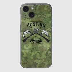 Чехол для iPhone 15 силиконовый с защитой камеры Охота и рыбалка