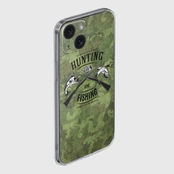Чехол для iPhone 15 силиконовый с защитой камеры Охота и рыбалка - фото 2