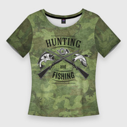 Женская футболка 3D Slim Охота и рыбалка