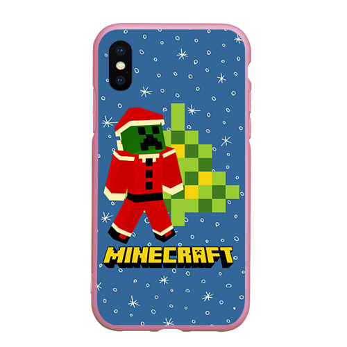 Чехол для iPhone XS Max матовый Minecraft, цвет розовый