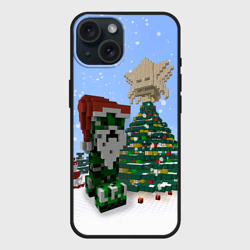 Чехол силиконовый для Apple iPhone 15 матовый Minecraft