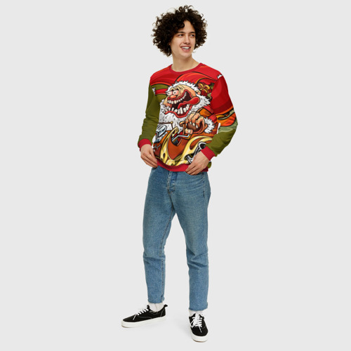 Мужской свитшот 3D Дед мороз рокер, цвет красный - фото 5