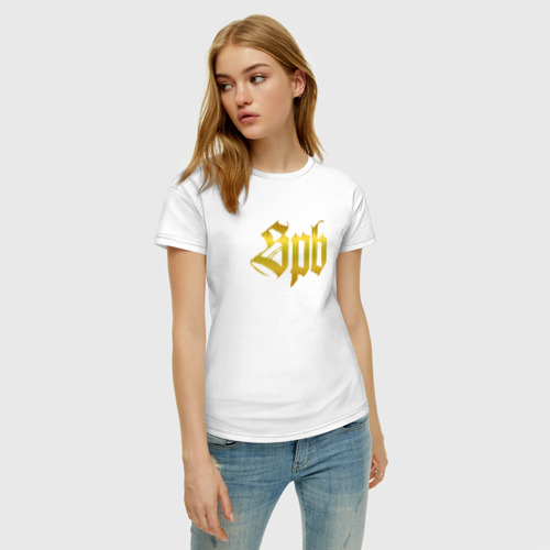 Женская футболка хлопок Spb, цвет белый - фото 3