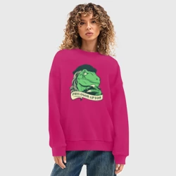 Женский свитшот oversize без начеса хлопок Philosoraptor - фото 2