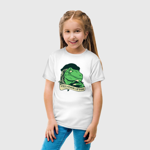 Детская футболка хлопок Philosoraptor, цвет белый - фото 5