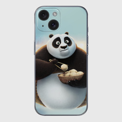 Чехол для iPhone 15 силиконовый с защитой камеры Кунг фу панда