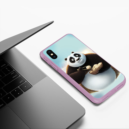 Чехол для iPhone XS Max матовый Кунг фу панда, цвет сиреневый - фото 5