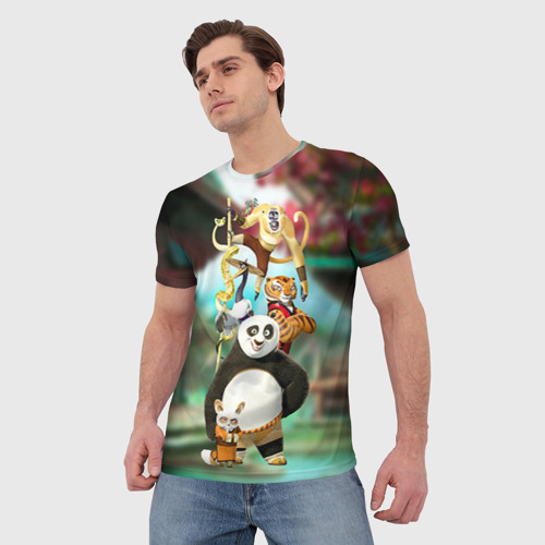 Мужская футболка 3D с принтом Кунг фу панда, фото на моделе #1