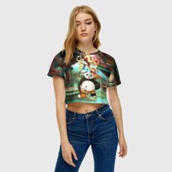 Женская футболка Crop-top 3D Кунг фу панда - фото 2