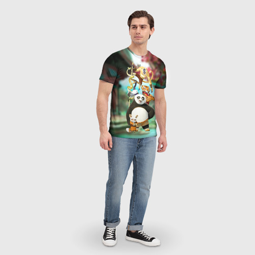 Мужская футболка 3D с принтом Кунг фу панда, вид сбоку #3