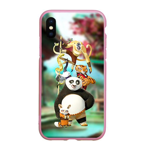 Чехол для iPhone XS Max матовый Кунг фу панда, цвет розовый