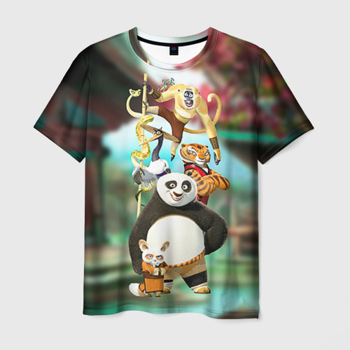 Мужская футболка 3D с принтом Кунг фу панда, вид спереди #2