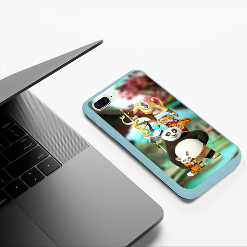 Чехол для iPhone 7Plus/8 Plus матовый Кунг фу панда, цвет мятный - фото 5