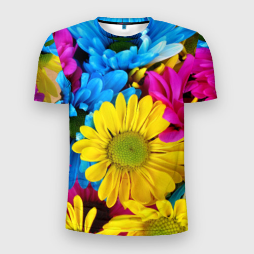 Мужская футболка 3D Slim Цветы, цвет 3D печать