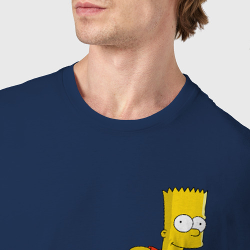 Мужская футболка хлопок Карманный Барт, цвет темно-синий - фото 6