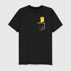 Карманный Барт – Мужская футболка хлопок Slim с принтом купить