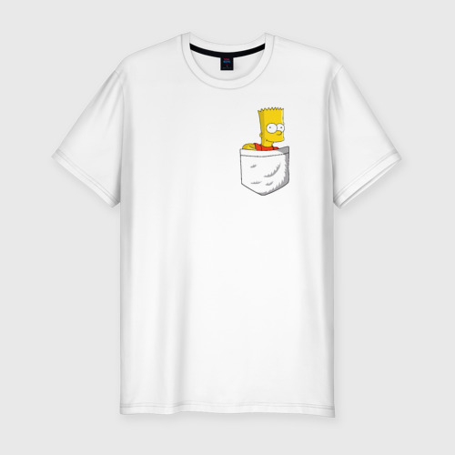 Мужская приталенная футболка из хлопка с принтом Карманный Барт, вид спереди №1