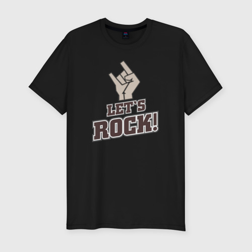 Мужская футболка хлопок Slim Let's rock!, цвет черный