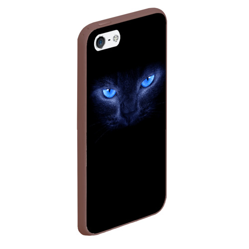 Чехол для iPhone 5/5S матовый Кошка с голубыми глазами, цвет коричневый - фото 3