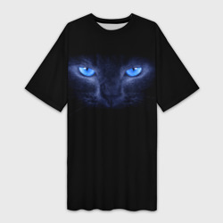 Платье-футболка 3D Кошка с голубыми глазами