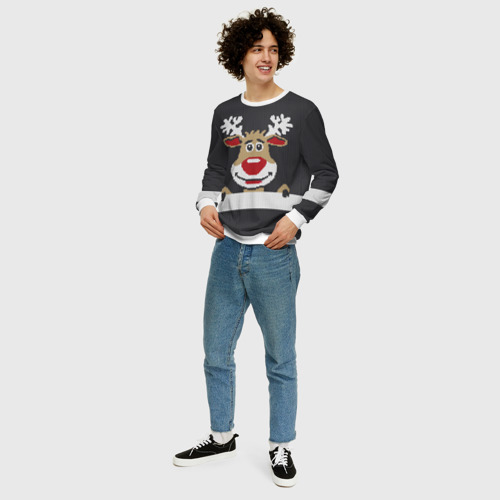 Мужской свитшот 3D Олень свитер вязаный, цвет белый - фото 5
