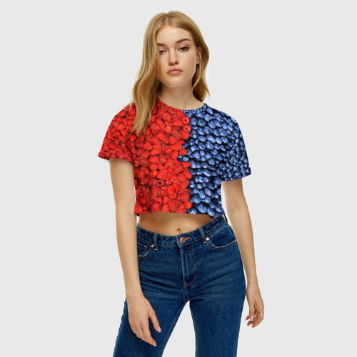 Женская футболка Crop-top 3D Ягодка, цвет 3D печать - фото 4