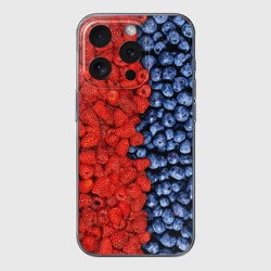 Чехол для iPhone 15 Pro Max силиконовый с защитой камеры Ягодка