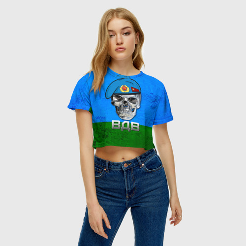 Женская футболка Crop-top 3D ВДВ, цвет 3D печать - фото 4