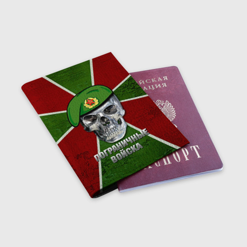 Обложка для паспорта матовая кожа Пограничные войска, цвет черный - фото 3