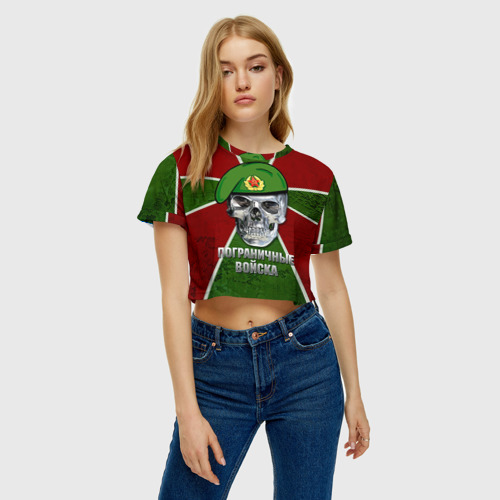 Женская футболка Crop-top 3D Пограничные войска, цвет 3D печать - фото 3