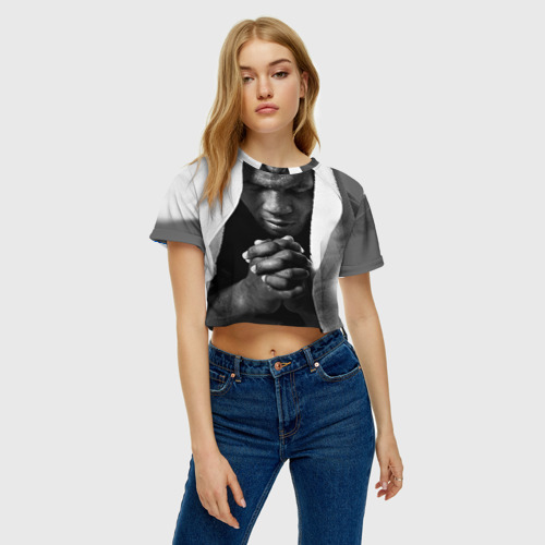 Женская футболка Crop-top 3D Майк Тайсон, цвет 3D печать - фото 3