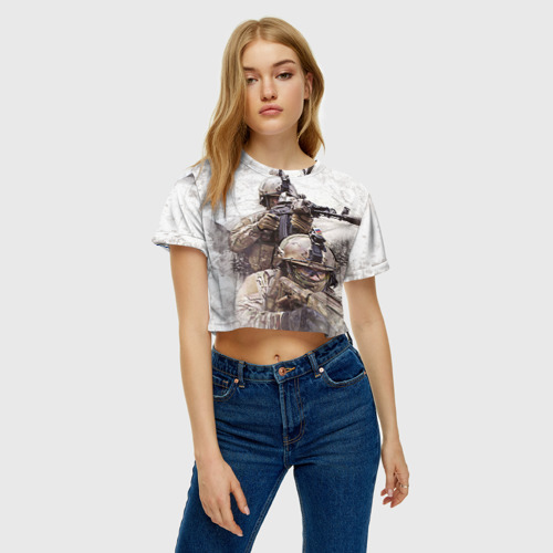 Женская футболка Crop-top 3D ФСБ Альфа, цвет 3D печать - фото 4