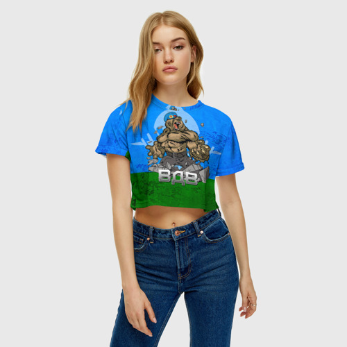 Женская футболка Crop-top 3D ВДВ, цвет 3D печать - фото 3