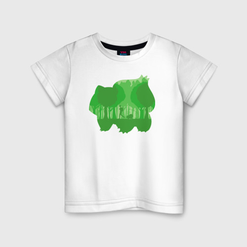 Детская футболка хлопок Зеленый бульбазавр, цвет белый