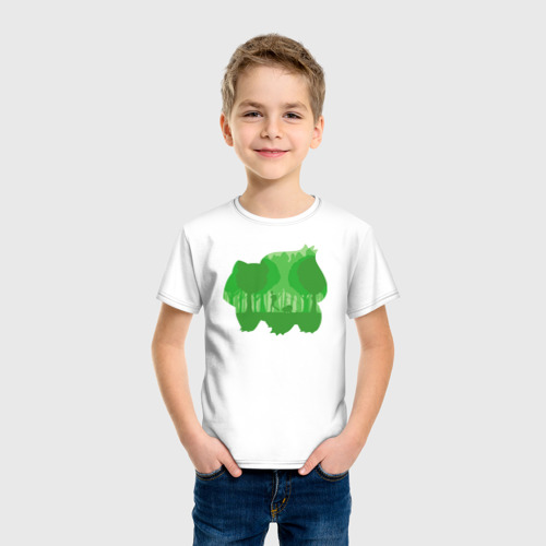 Детская футболка хлопок Зеленый бульбазавр, цвет белый - фото 3