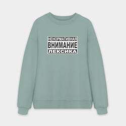 Мужской свитшот oversize без начеса хлопок Внимание, ненормативная лексика