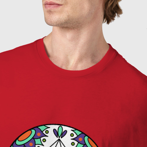 Мужская футболка хлопок Мексиканский череп для него, цвет красный - фото 6