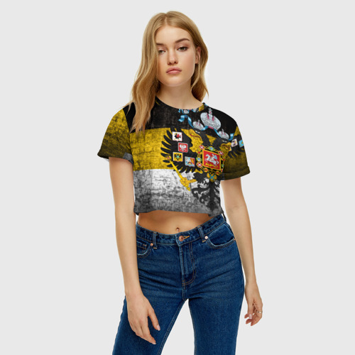 Женская футболка Crop-top 3D Имперский флаг, цвет 3D печать - фото 3