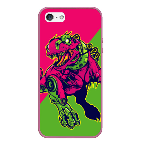 Чехол для iPhone 5/5S матовый dinosaur, цвет розовый